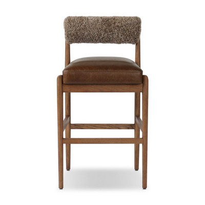 Four Hands Jazelle Bar Stool - Taupe Shearling