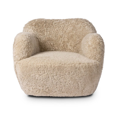 Four Hands Julius Swivel Chair - Beige Shearling