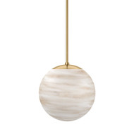 Four Hands Marbled Globe 300 Pendant - Burnished Brass