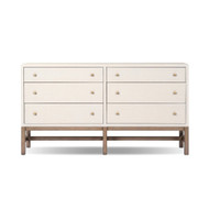 Four Hands Fiona 6 Drawer Dresser - Ivory Painted Raffia