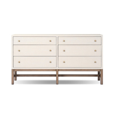 Four Hands Fiona 6 Drawer Dresser - Ivory Painted Raffia