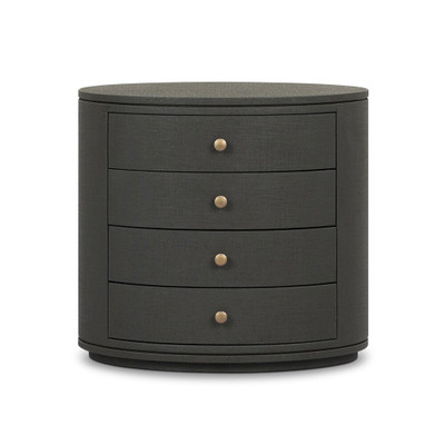 Four Hands Amelia Oval Nightstand - Dark Green Laquered Linen