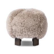 Four Hands Alma Ottoman - Taupe Mongolian Fur
