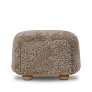 Four Hands Bilbury Oval Ottoman - Taupe Shearling