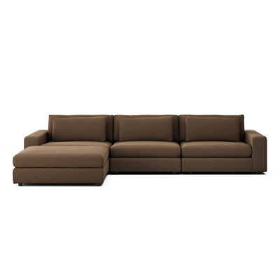Four Hands Bloor 3-Piece Sectional - Sofa + Ottoman - Crypton Nomad Mushroom