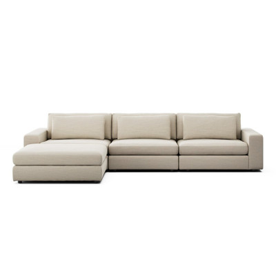 Four Hands Bloor 3-Piece Sectional - Sofa + Ottoman - Savoy Parchment