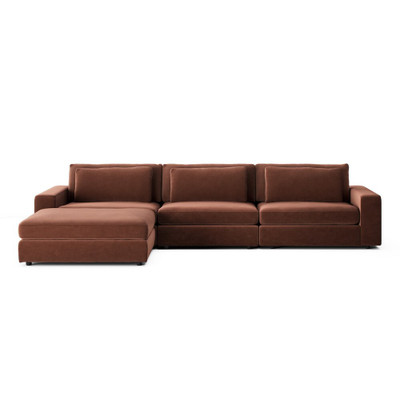Four Hands Bloor 3-Piece Sectional - Sofa + Ottoman - Surrey Auburn