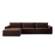 Four Hands Bloor 3-Piece Sectional - Sofa + Ottoman - Surrey Cocoa