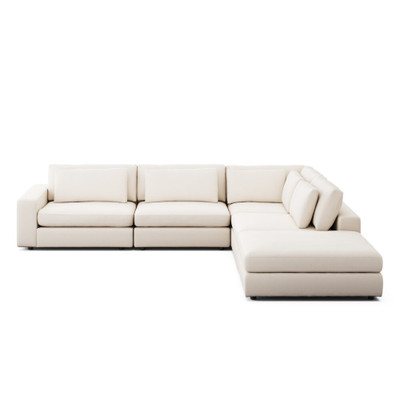 Four Hands Bloor 4-Piece Sectional W/ Ottoman - Left Arm Facing - Crypton Nomad Marshmallow