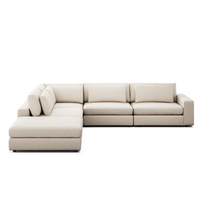 Four Hands Bloor 4-Piece Sectional W/ Ottoman - Right Arm Facing - Crypton Nomad Snow