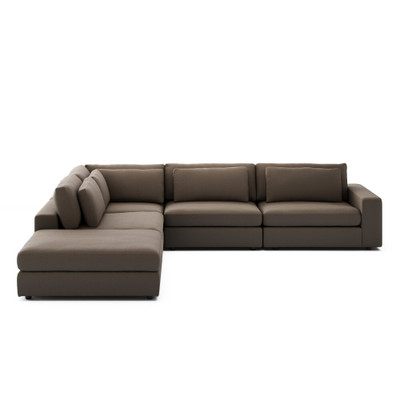 Four Hands Bloor 4-Piece Sectional W/ Ottoman - Right Arm Facing - Savoy Coffee