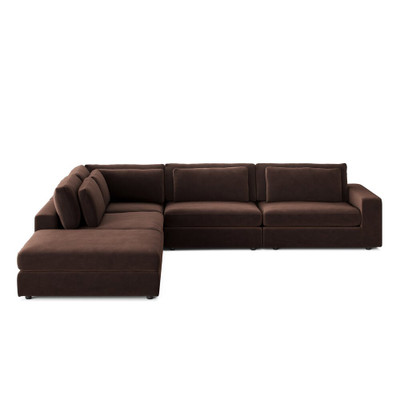Four Hands Bloor 4-Piece Sectional W/ Ottoman - Right Arm Facing - Surrey Cocoa