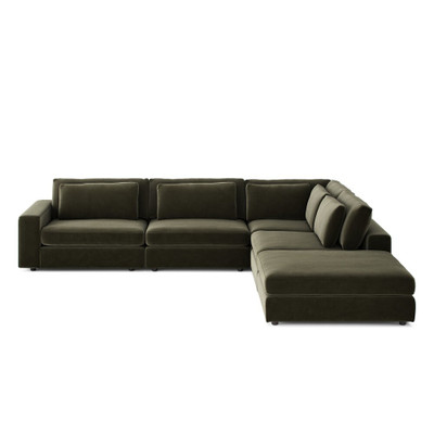 Four Hands Bloor 4-Piece Sectional W/ Ottoman - Left Arm Facing - Surrey Olive
