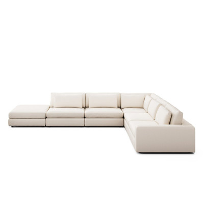 Four Hands Bloor 5-Piece Sectional - Raf Sofa W/ Ottoman - Crypton Nomad Marshmallow