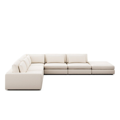 Four Hands Bloor 5-Piece Sectional - Laf Sofa W/ Ottoman - Crypton Nomad Marshmallow
