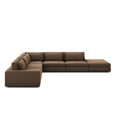 Four Hands Bloor 5-Piece Sectional - Laf Sofa W/ Ottoman - Crypton Nomad Mushroom