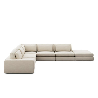 Four Hands Bloor 5-Piece Sectional - Laf Sofa W/ Ottoman - Savoy Parchment
