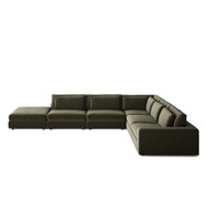 Four Hands Bloor 5-Piece Sectional - Raf Sofa W/ Ottoman - Surrey Olive