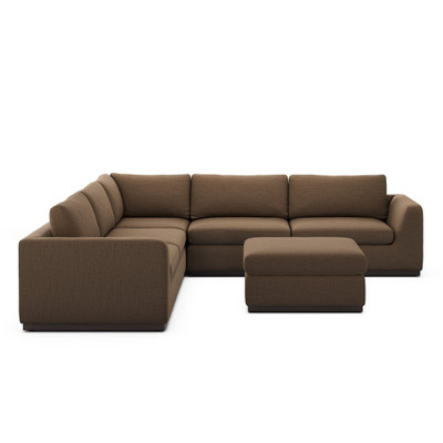 Four Hands Colt 3-Piece Sectional + Ottoman - Crypton Nomad Mushroom