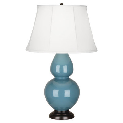 Double Gourd Table Lamp - Deep Patina Bronze - Steel Blue