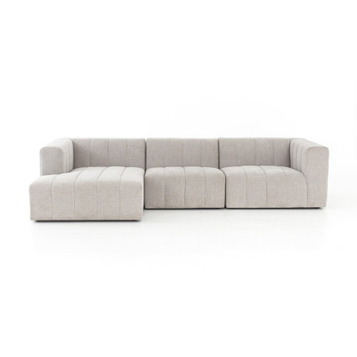 Four Hands Langham Channeled 3-Piece Sectional - Left Chaise - Napa Sandstone