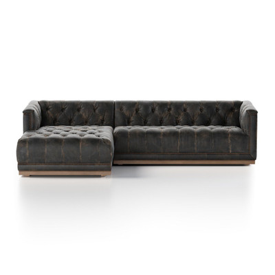 Four Hands Maxx 2-Piece Sectional - Destroyed Black - Left Arm Facing - 109"