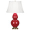 Double Gourd Table Lamp - Antique Brass - Ruby Red