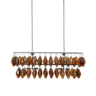 Four Hands Adeline Rectangular Chandelier - Amber Glass