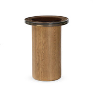 Four Hands Shira Small End Table - Light Brown Oak - Smoked Brown Cast Glass