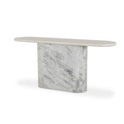 Four Hands Oranda Console Table - Polished White Marble w/ Sealant