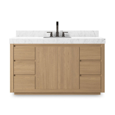 Four Hands Everett Single Wide Vanity - Satin Light Wash Oak