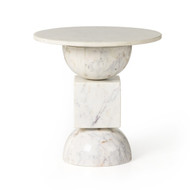 Four Hands Neda End Table - Polished White Marble