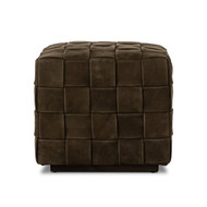 Four Hands Flores Ottoman - Nubuck Olive