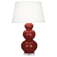 Triple Gourd Table Lamp - Lucite -Oxblood