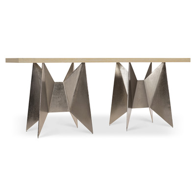 Bernhardt Solaria Console Table with 2 Metal Origami-inspired Bases