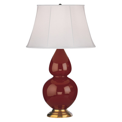 Double Gourd Table Lamp - Antique Natural Brass - Oxblood