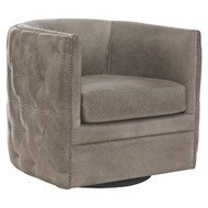 Bernhardt Palazzo Gray Leather Swivel Chair