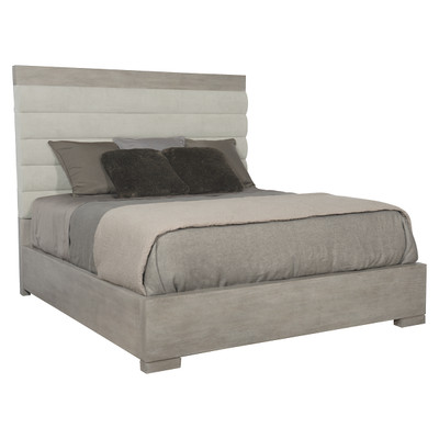Bernhardt Linea Upholstered Queen Panel Bed with Wooden Footboard and Side Rails