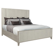 Bernhardt Linea King Panel Bed with Upholstered Headboard and Footboard in Cerused Greige Finish