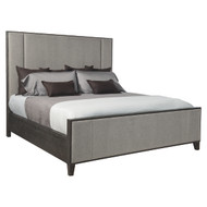 Bernhardt Linea California King Panel Bed with Upholstered Headboard and Footboard in Cerused Charcoal Finish