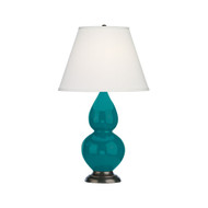 Small Double Gourd Table Lamp - Deep Patina Bronze - Peacock