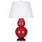 Double Gourd Table Lamp - Deep Patina Bronze - Ruby Red