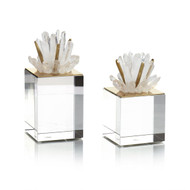 John Richard Brass and Selenite Cluster on Crystal - Set of 2