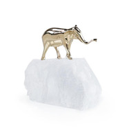 John Richard Brass Elephant Sculpture on Selenite II