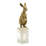 John Richard Brass Hare Sculpture on Selenite