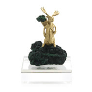 John Richard Brass Moose Sculpture on Crystal - Small