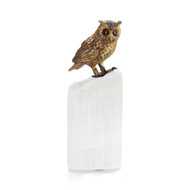 John Richard Brass Owl Sculpture on Selenite