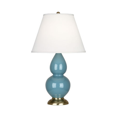 Small Double Gourd Table Lamp - Antique Brass - Steel Blue