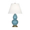 Small Double Gourd Table Lamp - Antique Brass - Steel Blue