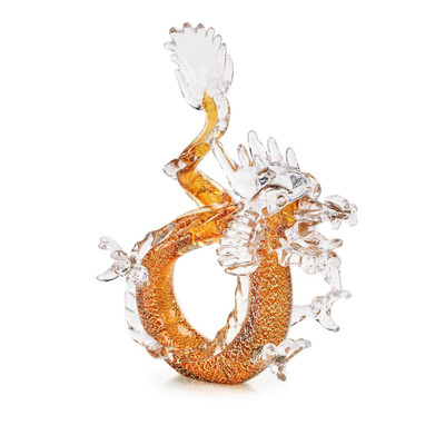 John Richard Glass Dragon Sculpture - Large Amber